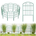 10 Pack Decorative Green Garden Fence Outdoor 24'' (H) x 10' (L) Coated Metal RustProof Landscape Wrought Iron Wire Border Folding Patio Fences Flower Bed Fencing Animal Barrier Section Panels Decor