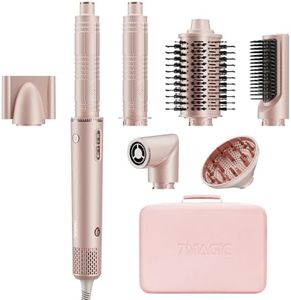 7MAGIC 7 in 1 Hair Styler & Hair Dryer Brush, 110,000 RPM High-Speed Blow Dryer with Negative Ions for Frizz-Free Styling Fast Drying Curling Volumizing Straightening, Hot Air Styler with Travel Case