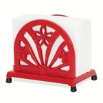 MINLUFUL Napkin Holder for Table - Vintage Cast Iron Paper Napkins Tissue Dispenser with Daffodil Pattern for Kitchen Dining Room Countertop Decor, Red