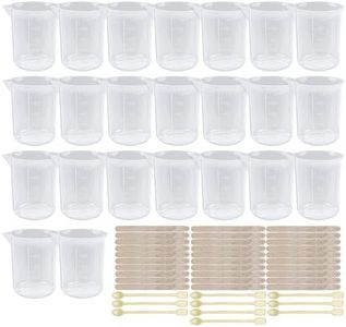 23 Pcs 100ml Resin Measuring Cups, Plastic Resin Mixing Cups with Mixing Sticks, Reusable Clear Small Measuring Cup for Liquids Paint Epoxy Resin Pouring Graduated Cups
