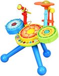 Maxmass Electric Drum Set, Kids Jazz Instrument with Microphone, Drumsticks and Stool, 2-in-1 Early Learning Birthday Gift for Toddlers Kids Children