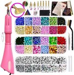 esseelove Bedazzler Kit with Rhinestones, Hotfix Applicator, DIY Hot Fix Rhinestone Setter, Hot Fixed Bedazzling Kit, 3560 Pcs, Crystal AB, Clear, 14 Colors, Tweezers, Gem Picker, Brush, Trays, Bag