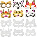 VKPI 24 PCS Color Your Own Animal Paper Masks, Coloring Mask Craft Kit for Kids, Birthday Party Favors School Activities