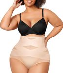 Nebility Plus Size Shapewear for Women Tummy Control Butt Lifting Panties Hi- Waist Trainer Body Shaper Short Belly Underwear (3X, Beige Plus Size)