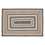 VHC Brands Sawyer Mill, Braided Jute Rug, Non-Skid Pad, Door Mat, Rectangle, Charcoal Creme, 24x36