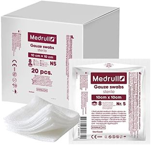 Medrull Compresse sterili, 20 buste x 5 pezzi (100 pezzi), 8 strati, 10 cm x 10 cm