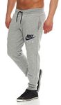 Nike Men's Aw77 Flc Cuff Pants - Dark Grey Heather/Obsidian, Large