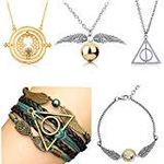 5PCS Harry Potter Necklace Set - Time Turner, Deathly Hallows, Golden Snitch Necklace for Harry Potter Fans Gifts Collection or Decorations Magical Cosplay Costume Jewelry Gift