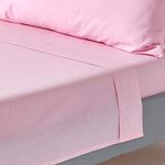 HOMESCAPES Pink Pure Egyptian Cotton Flat Sheet Double 200 TC 400 Thread Count Equivalent Bed Sheet