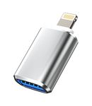 iPhone OTG Adapter Dongle Lightning Male to USB Female Converter for Apple 14 13 12 11 Pro Max Xr X Xs Mini 8 7 Plus Se iPad Air Camera Card Reader USB Flash Drive Mouse Keyboard Hub U Disk MIDI Piano