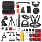 Neewer 50 In 1 Action Camera Accessory Kit, Compatible with GoPro Hero 13 11 10 Hero9 Hero8 Hero7 GoPro Max GoPro Fusion Insta360 Osmo Action AKASO APEMAN, Red Storage Case Included