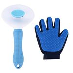 Emily Pets Slicker Dog Comb Brush Pet Grooming Brush & Bath Glove Helps Keep Dogs Happy, Healthy and Fit (Dog Gloves+Brush)(Pack of 2)