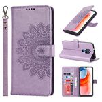 SunYoo for etui Motorola Moto G Play 2021 Case Wallet with Cards Holder,Coque Pour Moto G Play 2021 Flower Strap Case,Leather Case Women Cover Bag étui portefeuille Pour Femmes for GPlay 2021 Purple