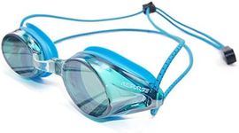 (Blue Mirrored) - Resurge Sports Anti Fog Racing Swimming Goggles with Quick Adjust Bungee Strap