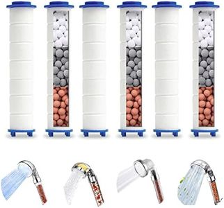 Spray Shower Head Filter with Mineral Beads, High Pressure Handheld Filtered Bead Shower Head Filter for Hard Water, Reduces Dry Itchy Skin & Hair Loss, 4.5in Set of 6 Replacement PP-Cotton Filter