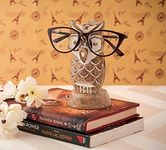 Eximious India Secret Santa Gifts for Women Men Owl Spectacle Holder Eye Glasses Stand Wooden Home and Office Desk Organizer Gifts for Kids Him Her Mom Dad Retainers for Men