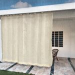 HIPPO Waterproof Plastic Outdoor Balcony Curtain Hdpe Fabric Sun & Rain Protection For Balcony 10Ft Long Door Curtain (Ivory-Glow | 4.50Ftx10.00Ft | 2Pc, Solid, Semi Sheer, Rod Pocket)