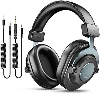 FIFINE Studio Monitor Headphones for Recording-Over Ear Wired Headphones for Podcast Monitoring, Streaming Comfortable Equipment with Detachable Cables 3.5mm or 6.35mm Jack, Black, on PC/Mixer-H8