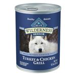 Blue Buffalo Wilderness High Protein Grain Free, Natural Senior Wet Dog Food, Turkey & Chicken Grill 354G Can (Pack Of 12)