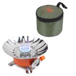 BISONBERG Camping Gas Stove Lightweight Folding Furnace Outdoor Metal Camping Stove For Picnic Cooking Gas Burners Folding Stove With Storage Bag - Stainless Steel A3