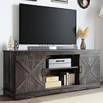 YITAHOME Farmhouse TV Stand for 65+ Inch TV, Modern Entertainment Center for 300lbs w/Barn Doors and Storage Cabinets, Rustic TV Media Console TV Cabinet for Living Room, Dark Rustic Oak