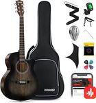 Donner 40 Inch Beginner Acoustic Guitar Cutaway Acustica Guitarra Bundle Kit with Pickup Free Online Lesson Bag Tuner Capo Strap Mini Jumbo for Adult Travel Teen Right Hand Black Brown DAJ-110CD