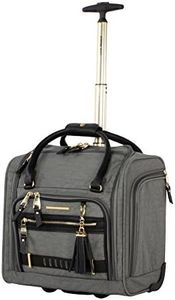 Steve Madden Designer 15 Inch Carry On - Weekender Overnight Business Travel Luggage - Lightweight 2- Spinner Wheels Suitcase - Under Seat Rolling Bag for Women, Peek-A-Boo Grey, One_Size, Sports