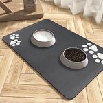 Dog Cat Food Mat: Pet Water Bowl Mat Cat Feeding Mat Water Dispenser Mat Absorbent No Stains Quick Dry (Dark Grey Claws, L: 16 x 24 inch)