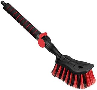 ToM PaR Brosse de Lavage I Brosse à Eau I avec raccord d'eau I Ouverture Rapide du Robinet d'eau I Poils serrés I Poignée Confortable I Voiture | Jardin | Longueur: 54 cm I Rouge