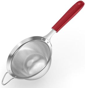 U-Taste Fine Mesh Strainer, 18/8 Stainless Steel Sieve 30 Mesh, M/Red