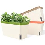 DEYIXUN Windowsill Herb Planter Box, Set of 3, Self Watering Plant Pots, 10.5 Inch Rectangular Planter Pots, Decorative Garden Flower Pots for Indoor Plants, Herbs, Vegetables, Flowers (3 Colors)