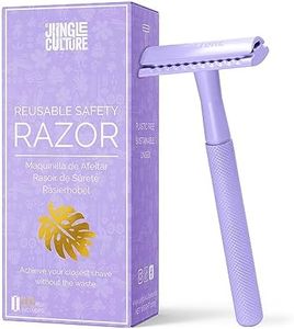 Jungle Culture® Women's Safety Razor with 10 Blades • Wet Razor for Women in Purple • Single Blade Metal Razor for Body & Face with eBook Shaving Guide • Safety Razor