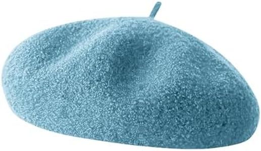Wool Berets for Women - Classic French Beret Hats for Women and Kids, Solid Color Artist Style - Lake Blue Beret
