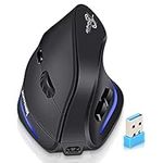 ECHTPower Vertical Ergonomic Mouse Wireless, Rechargeable 2.4G Optical USB Mouse for Laptop/Desktop/PC/Macbook with 1000/1600/2400 DPI,6 Buttons(Wireless Mouse)