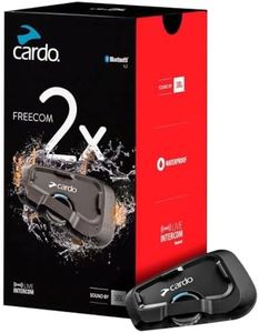 Cardo Systems FREECOM 2X Motorcycle 2-Way Bluetooth Communication System Headset - Black, Single Pack