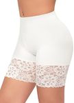 Werena Slip Shorts for Under Dresses, White-lace, Small