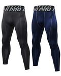 LNJLVI Men's 2 Pack Compression Pants Running Leggings Baselayer Cool Dry Sports Tights(Black+Navy,L)