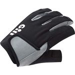 Gill Deckhand Sailing Gloves - Long Fingers with Exposed Finger and Thumb - 50+ UV Sun Protection & Water Repellent (Black, Large)