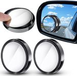 2x Blind Spot Car Mirror 360° Wide Angle Adjustable Rear Side View Convex Black, Easy Stick-On Installation