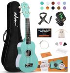 ADM Ukulele for Beginners Hawaiian Wood Ukelele Kit for Adult Student Starter Professional Ukalelee Pack Bundle with Free Lessons Gig Bag Strap Nylon String Tuner Pick (Mint Green, 21 Inch)