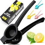Zulay Kitchen Metal Lemon Squeezer - Handheld Lemon and Orange Squeezer - Easy to Use Citrus Juicer - Manual Hand Press for Extracting the Most Juice Possible - Extracts Every Last Drop - Black