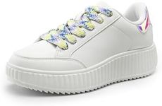 DREAM PAIRS Women Platform Chunky Sneakers Dee Comfortable Casual Fashion Sneaker,Size 6.5,White/Rainbow-Pu-Dee,SDFN2413W