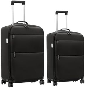 Yunlaiji Carry On Luggage, Softside Suitcases with Spinner Wheels, Lightweight Carry-on Suitcase with TSA Lock for Women and Men, Large Luggage for Travel Business Trip (Black, 2-Piece Set 21/25)