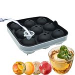 Silicone Ice Ball Maker Mould, Round Ice Cube Moulds with Lid,Ice Cube Balls -5cm, Ball Ice Cube Great for Jelly Milk Juice Chocolate or Cocktails Whiskey & Plastic Funnel (9)