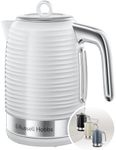 Russell Hobbs Inspire Electric 1.7L Cordless Kettle (Fast Boil 3KW, White premium textured plastic, high gloss finish, Removable washable anti-scale filter, Pull off lid, Perfect pour spout) 24360