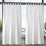 Exclusive Home Cabana Solid Indoor/Outdoor Light Filtering Hook-and-Loop Tab Top Curtain Panel Pair, 54"x84", Winter White