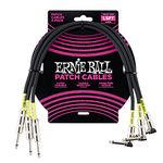 Ernie Ball Patch Cable 3-Pack, Straight/Angle, 1.5ft, Black (P06076)