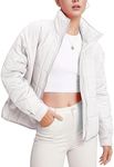 Flygo Quilted Jackets for Women Packable Puffer Jacket Baggy Lightweight Winter Down Coat(White-M)