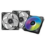 ARCTIC P14 PWM PST A-RGB (3 Pack) - Case Fan, 140 mm PWM, Optimised for Static Pressure, Semi-Passive: 0-1900 RPM, 5V 3 Pin A-RGB LED - Black