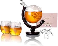 28.7oz Globe Whiskey Decanter Set with 2 Glasses, Liquor Decanter Set, Unique Christmas Birthday Gift Idea for Men Dad, Cool Christmas Stuff for Him Husband, Dispenser for Bar Drinking Party